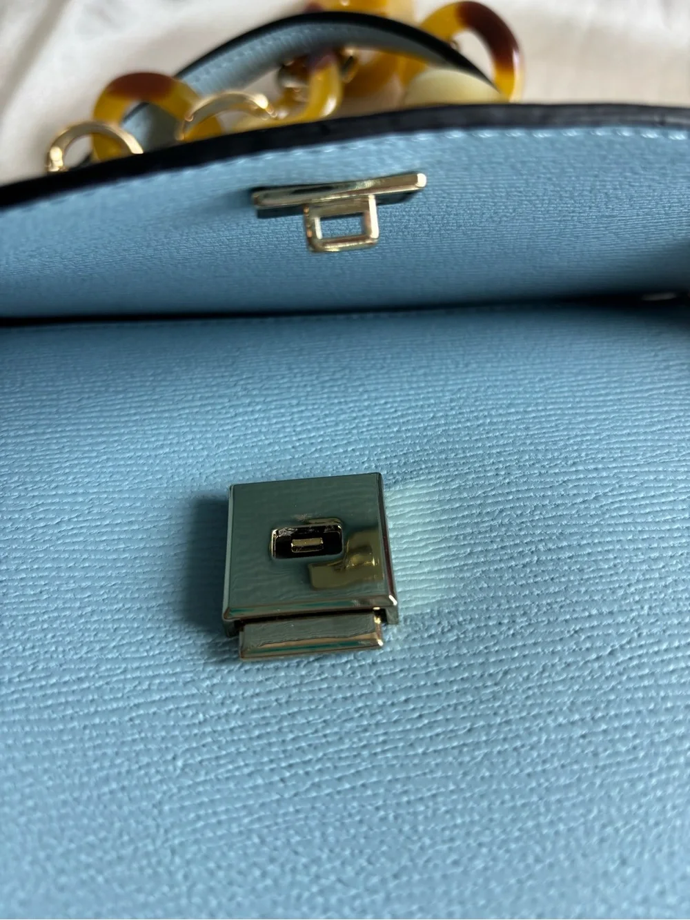 Aldo Light Blue Crossbody Bag with Tortoiseshell-Link Accent - Picture 10 of 16